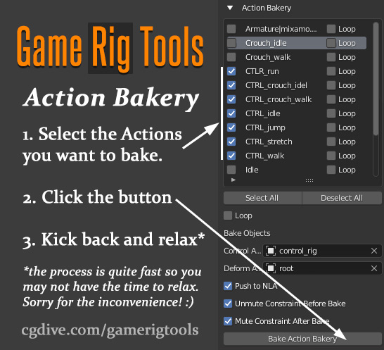 game rig tools action bakery